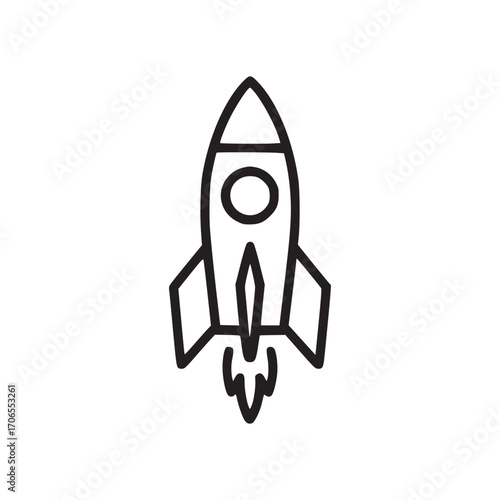 Illustration of a rocket icon, symbolizing space exploration, startup ventures, and rapid growth, ideal for projects related to innovation, technology, and business development