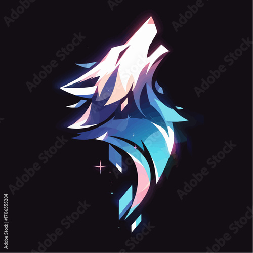 Stylized fantasy wolf illustrations in various colors and designs, glowing animal portraits with mystical elements
