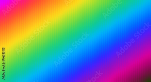 Diagonal rainbow gradient with a vertical line texture, colorful abstract spectrum background, for pride, web design, banner, presentation.