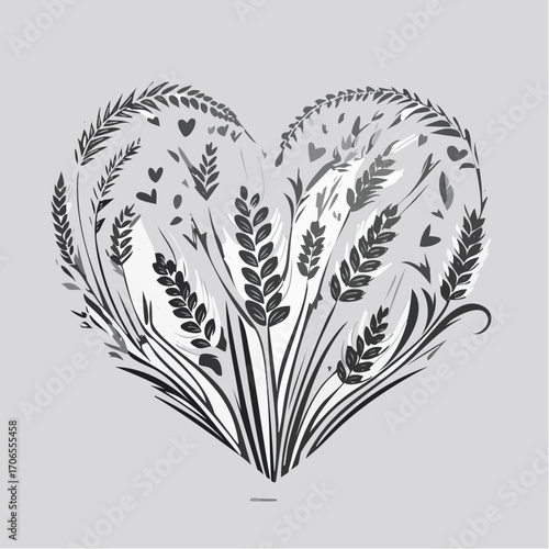 Love Grass black line art design white background clear vision
