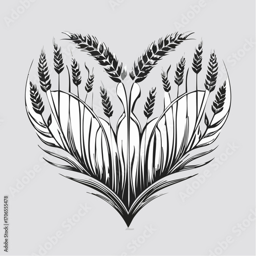 Love Grass black line art design white background clear vision