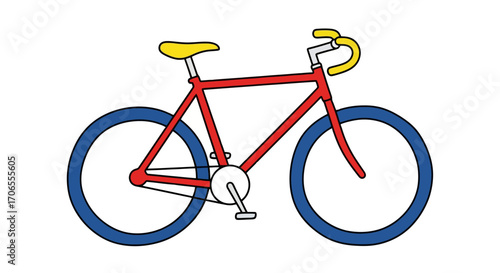 Vibrant Red and Blue Bicycle Illustration Perfect for Sports Fitness and Lifestyle Concepts