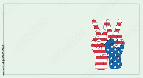 Peace Hands with American Flag Design for Social Media, Awareness Campaigns, Graphics, Arts, and Educational Use