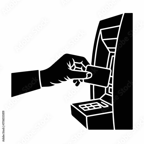 Hand Inserting Card into ATM for Banking Blogs, Financial Websites, Learning Resources, Economic Educational Materials, and Money Management Articles