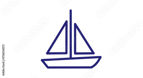 Minimalist Dark Blue Sailboat Outline Icon Vector Illustration Simple Clean Maritime Symbol for Travel Adventure and Business Concepts