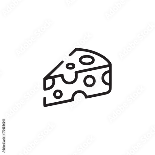 Vector art of simple line art illustration of a cheese wedge the minimalist design captures the essence of dairy and food, perfect for designs related to snacks, cooking, or nutrition