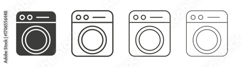 Washing machine icon outline vector. Thin linear logo