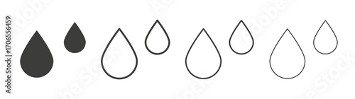 Water drop shape icon outline vector. Thin linear logo