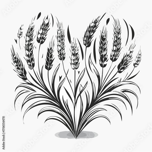 Love Grass black line art design white background clear vision