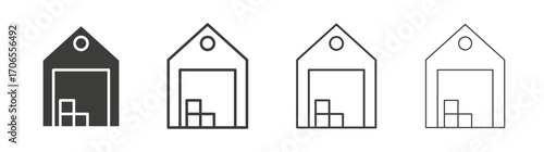 Warehouse icon outline vector. Thin linear logo