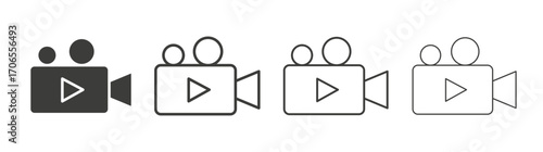 Video icon outline vector. Thin linear logo