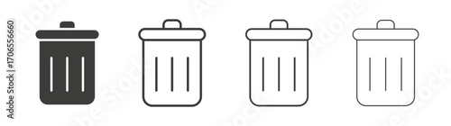 Trash icon outline vector. Thin linear logo