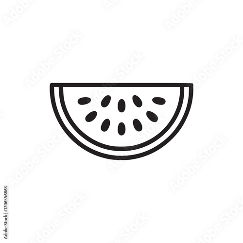 Vector art of a slice of watermelon, a simple line art illustration, representing summer, freshness, and healthy eating, perfect for designs related to food, nutrition, or seasonal themes with its cle