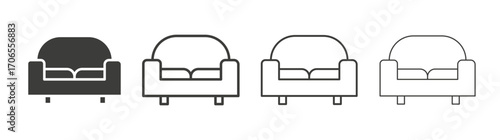 Sofa icon outline vector. Thin linear logo