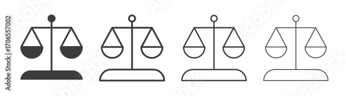Scales of justice icon outline vector. Thin linear logo