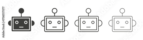 Robot icon outline vector. Thin linear logo