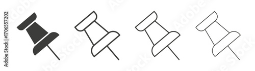 Push pin icon outline vector. Thin linear logo