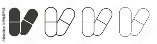 Pills icon outline vector. Thin linear logo