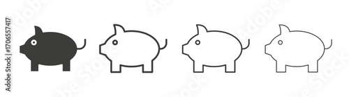 Piggy bank icon outline vector. Thin linear logo