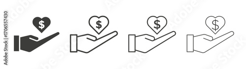 Philanthropy icon outline vector. Thin linear logo