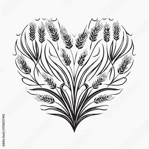 Love Grass black line art design white background clear vision