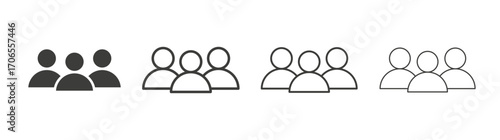 People group icon outline vector. Thin linear logo