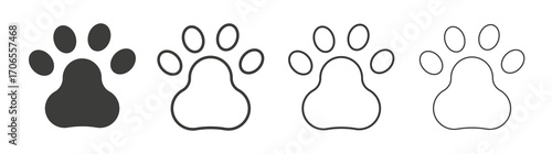 Paw icon outline vector. Thin linear logo