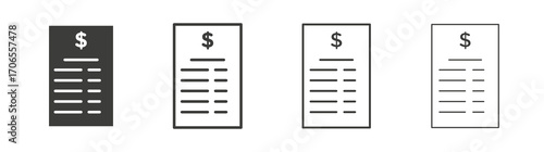 Payment receipt icon outline vector. Thin linear logo