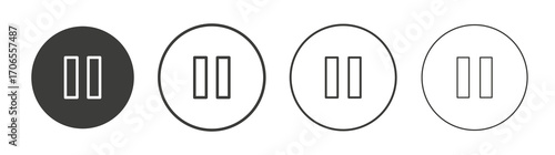 Pause button icon outline vector. Thin linear logo