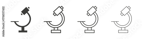Microscope icon outline vector. Thin linear logo