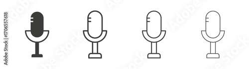 Microphone icon outline vector. Thin linear logo