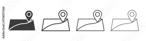 Map icon outline vector. Thin linear logo