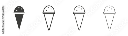 Ice cream cone icon outline vector. Thin linear logo