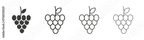 Grapes icon outline vector. Thin linear logo