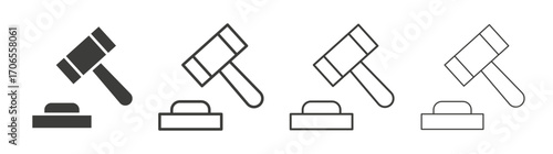 Gavel icon outline vector. Thin linear logo