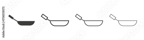 Frying pan icon outline vector. Thin linear logo