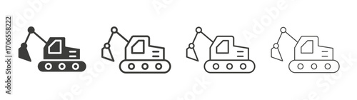 Excavator icon outline vector. Thin linear logo