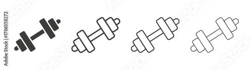 Dumbbell icon outline vector. Thin linear logo