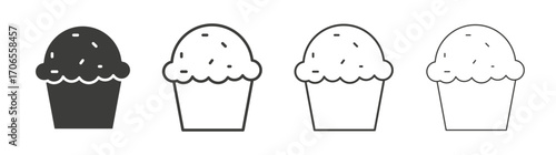 Cupcake icon outline vector. Thin linear logo