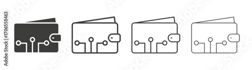 Cryptocurrency wallet icon outline vector. Thin linear logo