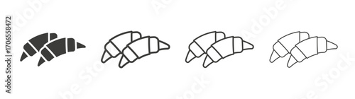 Croissant icon outline vector. Thin linear logo