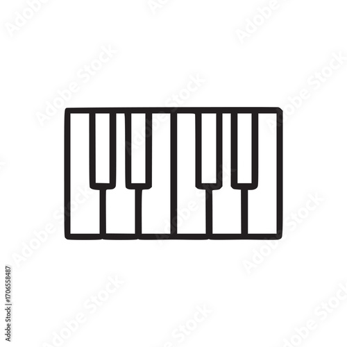 Illustration of a piano keyboard a simple and clean design perfect for representing music, instruments, or performance ideal for use in websites, apps, and print materials related to music