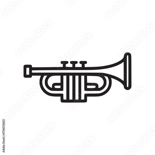 Illustration of a trumpet this simple, minimalist design captures the essence of the instrument, perfect for musicthemed projects, educational materials, or artistic designs