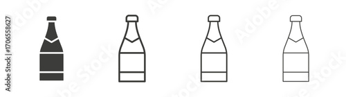 Champagne bottle icon outline vector. Thin linear logo