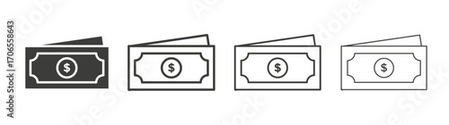Cash icon outline vector. Thin linear logo