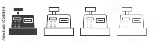 Cash register icon outline vector. Thin linear logo