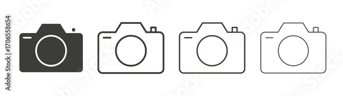 Camera icon outline vector. Thin linear logo