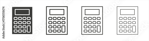 Calculator icon outline vector. Thin linear logo