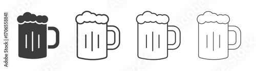 Beer mug icon outline vector. Thin linear logo