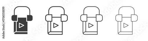 Audiobook icon outline vector. Thin linear logo